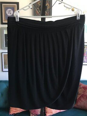 GYPSY Mara Hoffman size XL Black Stretch Jersey Faux Wrap Drape Front Skirt